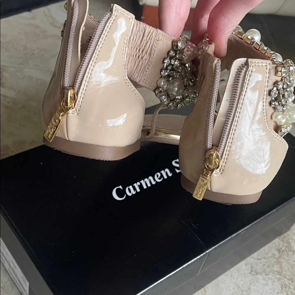 Crystal Pearl Embellished Sandals new in box